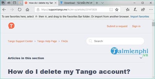 Cách xóa tài khoản Tango không dùng đến