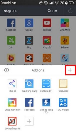 UC Browser - Cài đặt Add-ons mới cho trình duyệt