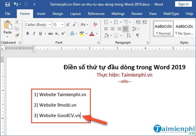 cach dien so thu tu dau dong trong word 2019 2