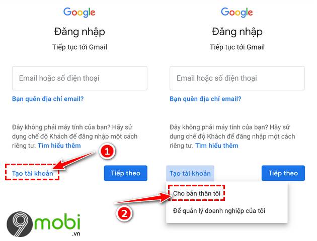 cach tao tai khoan google 