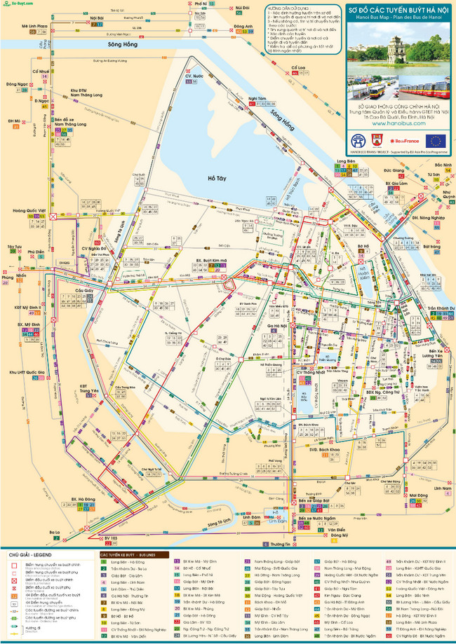 Bản đồ các tuyến xe buýt Hà Nội 2021