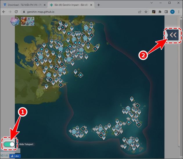 Bản đồ, map Genshin Impact Tiếng Việt