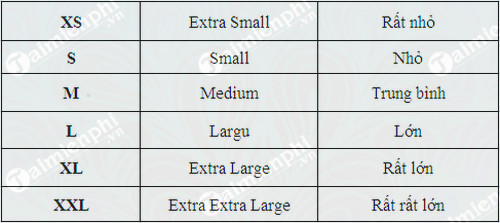 Bảng size áo S, M, L, XL, XXL, cách chọn size áo 1