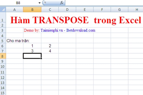 ham ma tran trong excel