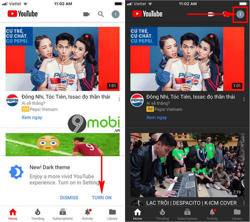 cach bat che do toi dark theme tren youtube cho dien thoai android iphone 2