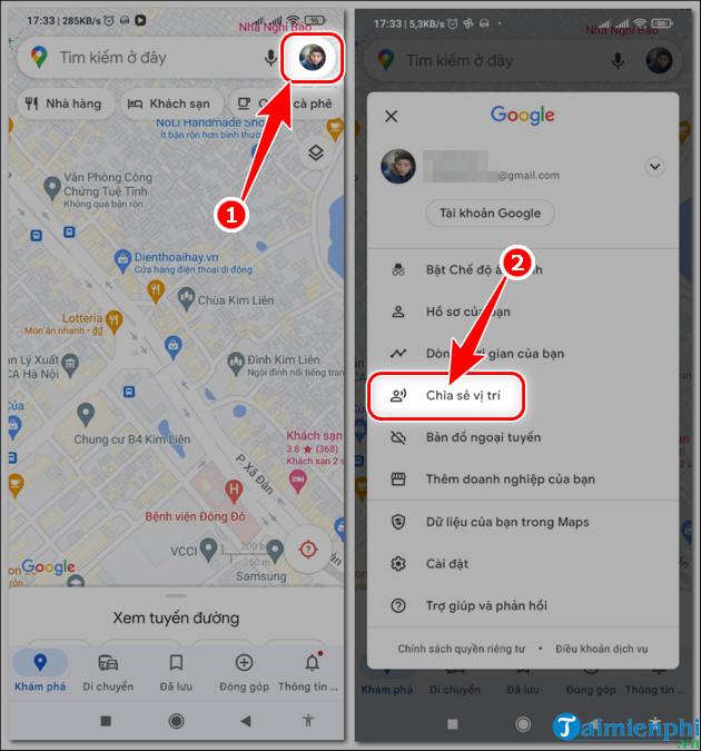 cach bat tat chia se vi tri google maps thoi gian thuc tren Android