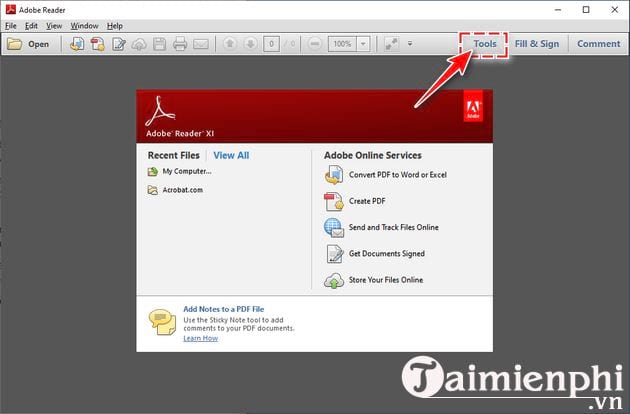 cach bat tat cong cu tool ben phai trong adobe reader xi 2