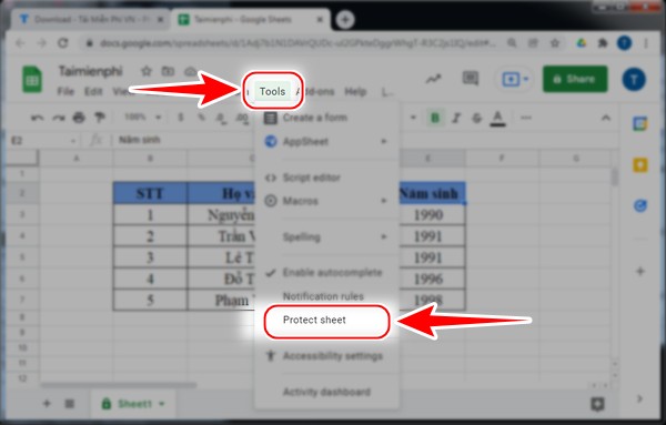 Cách cài đặt quyền chỉnh sửa bảng tính trên Google Sheets