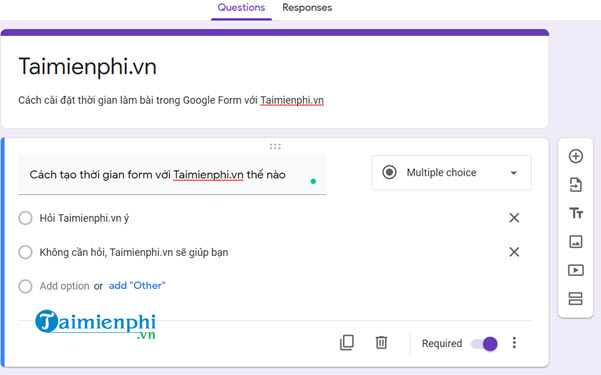 Cài đặt thời gian làm bài trong Google Form