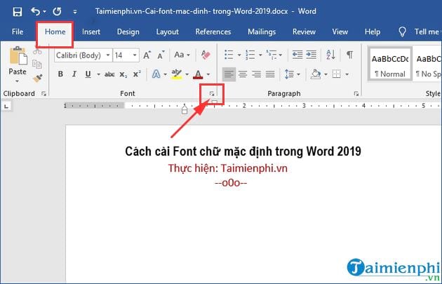 cai font chu mac dinh trong word 2019