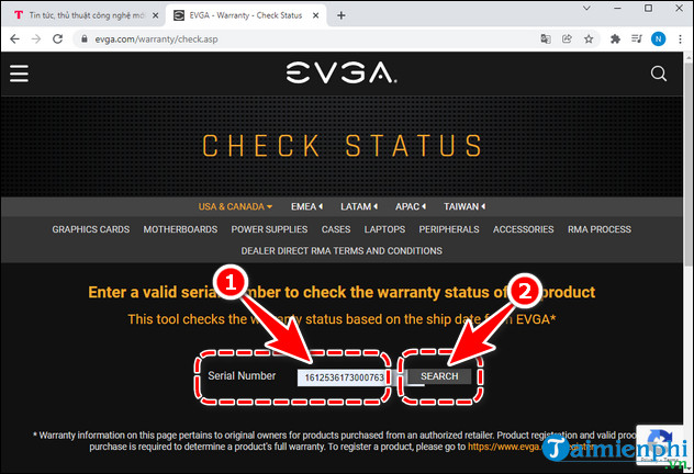 cach check bao hanh vga evga nhanh nhat