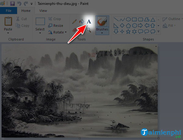 Cách chèn chữ vào ảnh bằng Paint trên máy tính