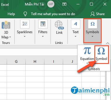 Cách chèn ký tự đặc biệt trong Excel 2019