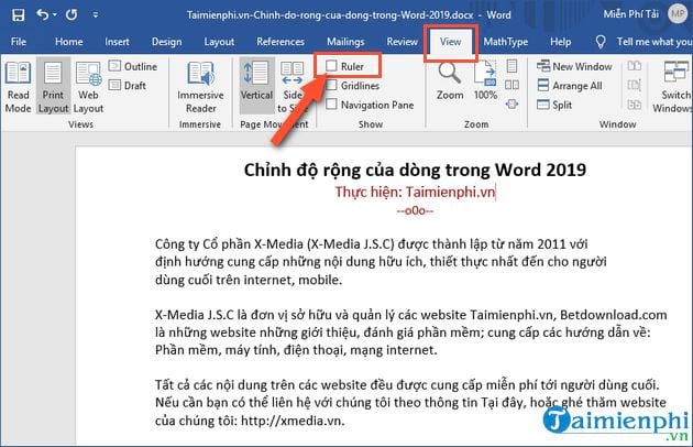 cach chinh do rong cua dong trong word 2019 2