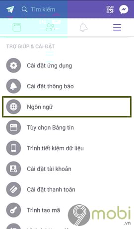 cach chuyen facebook sang tieng anh tren dien thoai 2