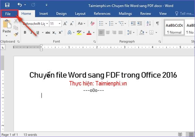 Cách chuyển file Word sang PDF trong Office 2016