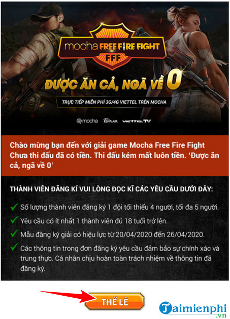 cach dang ky tham gia mocha free fire fight 2