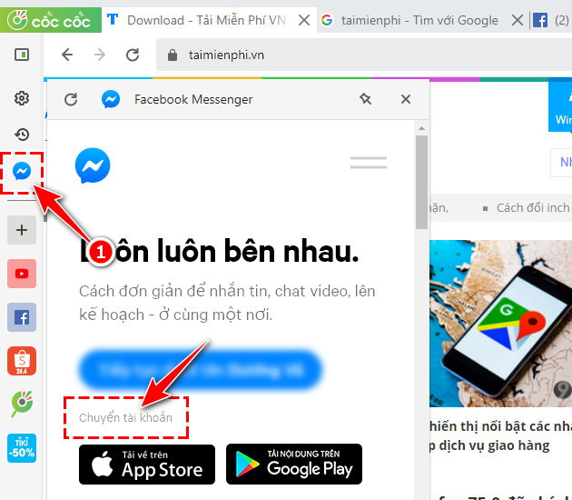 Cách chat, đăng nhập nhiều tài khoản Facebook trên Cốc Cốc