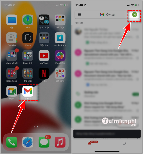 Cach dang xuat Gmail tren dien thoai iPhone