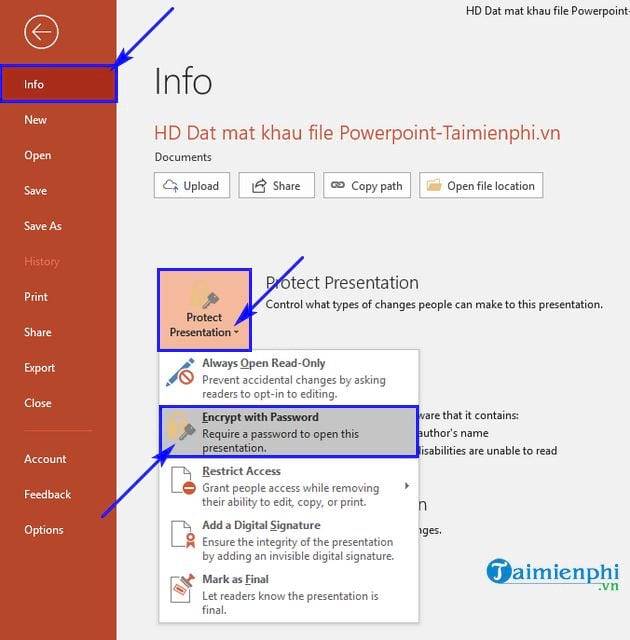 cach dat mat khau file powerpoint 2