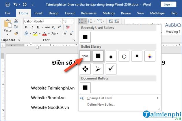 Nhấn vào ảnh để phóng to cach dien so thu tu dau dong trong word 2019 11