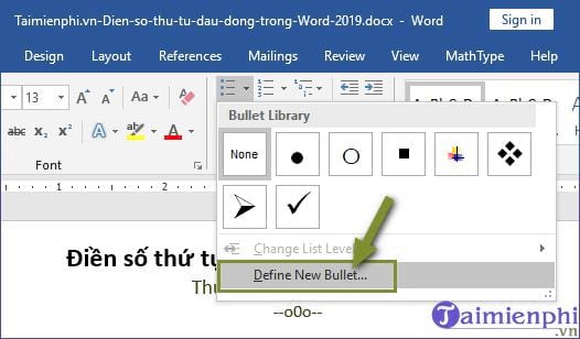 Nhấn vào ảnh để phóng to cach dien so thu tu dau dong trong word 2019 6