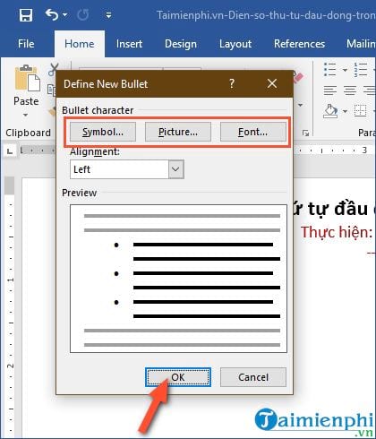 Nhấn vào ảnh để phóng to cach dien so thu tu dau dong trong word 2019 7