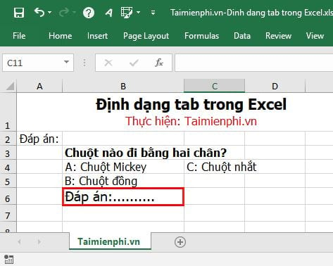 bố cục tab trong excel 2