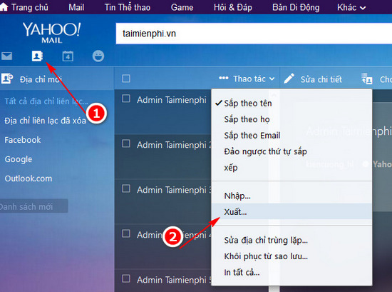 Cách Export, xuất liên lạc tài khoản Yahoo Messenger