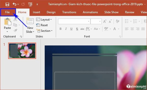 cach giam kich thuoc file powerpoint trong office 2019 2