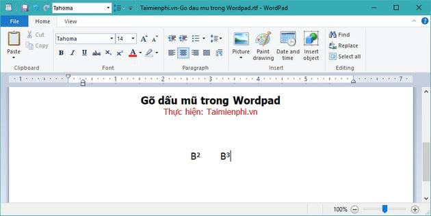 cach go dau mu trong wordpad 2