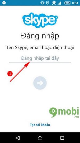 gui lien lac skype tren dien thoai