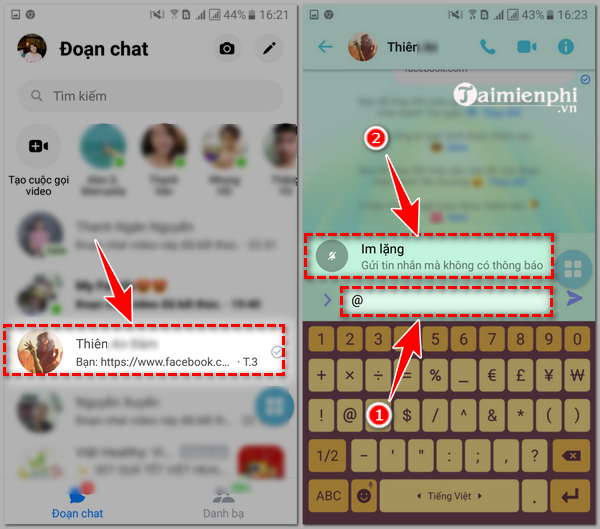 How to send instant messages without notice on Messenger