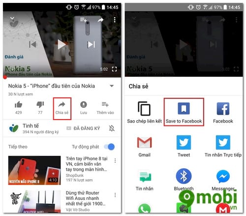 how to quickly save youtube video link on facebook on mobile phone 2