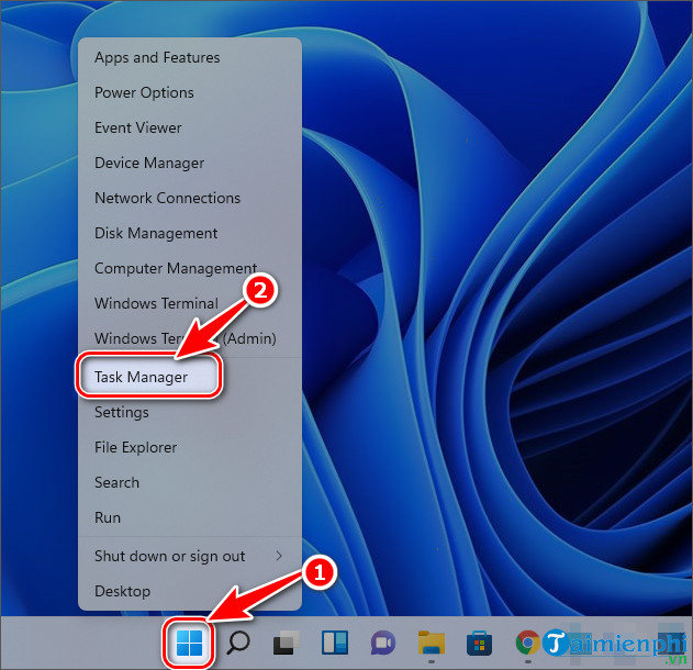 cach mo task manager trong windows 11 bang start menu