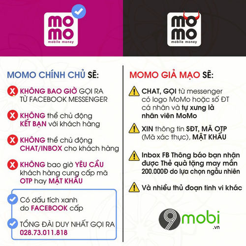 Cách nhận biết Momo giả mạo nhắn tin