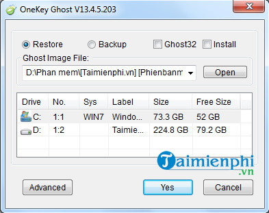 Cách sử dụng Onekey Ghost, tạo file và ghost Windows