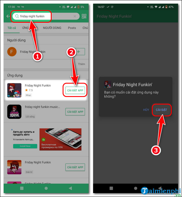 cach tai va cai friday night funkin tren android