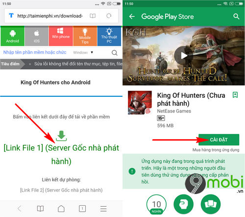 cach tai va choi king of hunters tren dien thoai 2