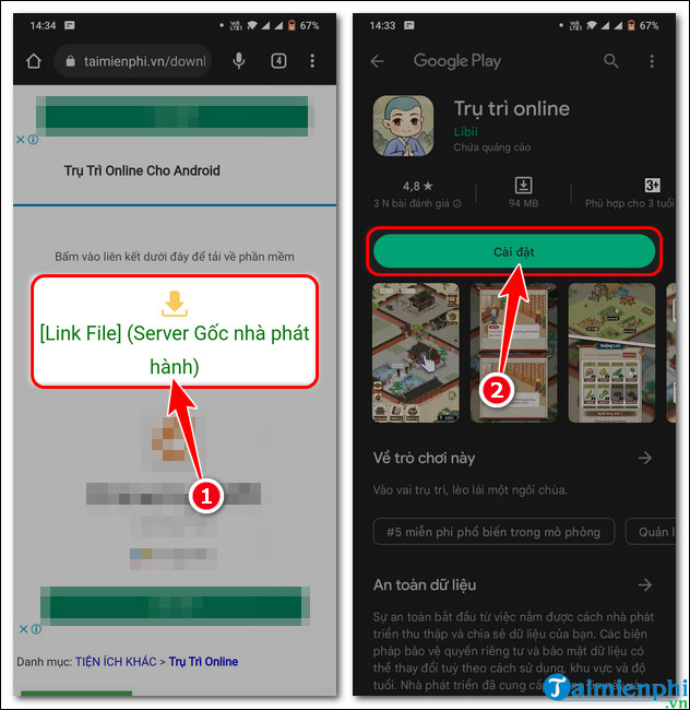 cach tai va choi tru tri online tren Android