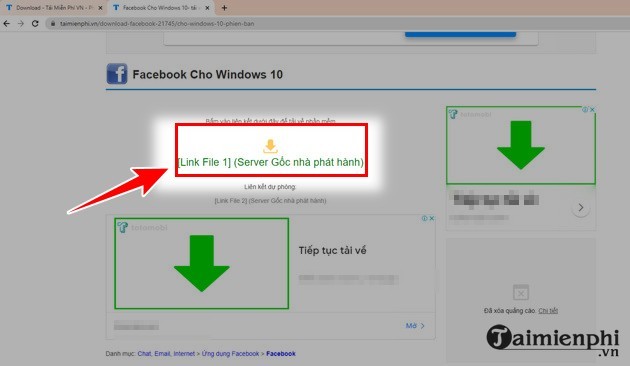 Download Facebook on Windows 10 computer
