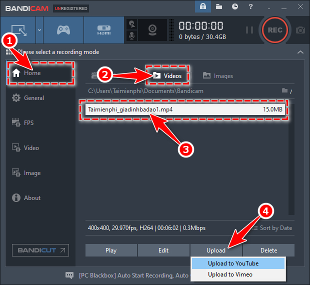 Cách tải video lên Youtube trực tiếp từ Bandicam
