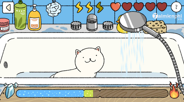 Cách tắm cho mèo trong game Adorable Home nhận nhiều tim