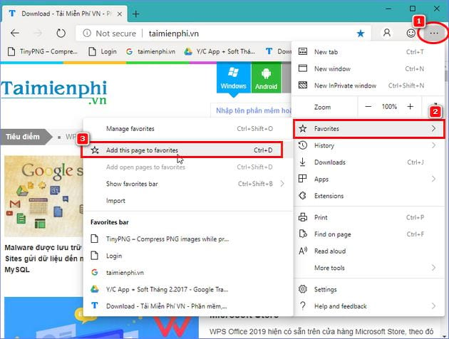 cach tao bookmark tren trinh duyet microsoft edge chromium 2