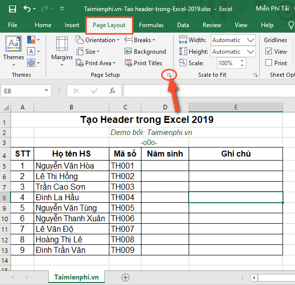 headers in excel for mac