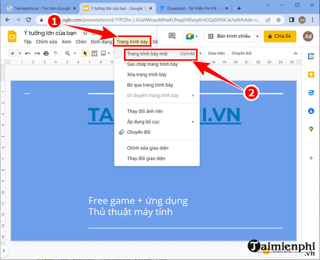 Cách tạo mục lục trong Google Slides, Powerpoint Online