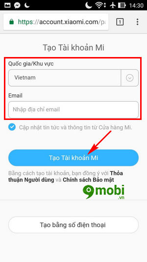 cach tao tai khoan xiaomi dang ky tai khoan xiaomi 2