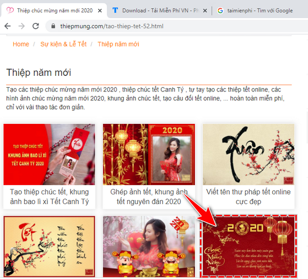 Tao thiep Chuc mung nam moi truc tuyen