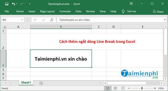 cach them ngat dong line break trong excel 2