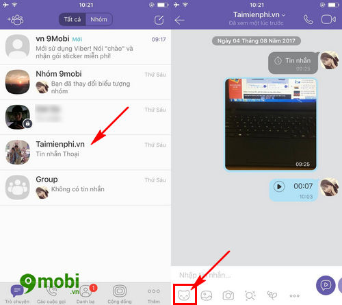 cach them sticker khi nhan tin viber gui tin nhan co sticker 2